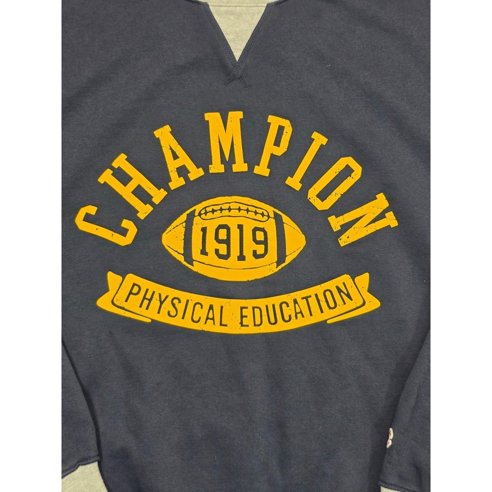 Champion Men's Small Crewneck Sweatshirt Navy Gray 1919 Physical Education Graph - Picture 3 of 12